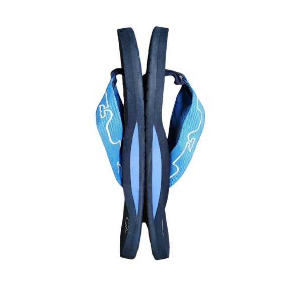 VINEYARD VINES FLIP FLOPS SANDAL WOMENS US 11 BLUE RUBBER CANVAS - Picture 6 of 7